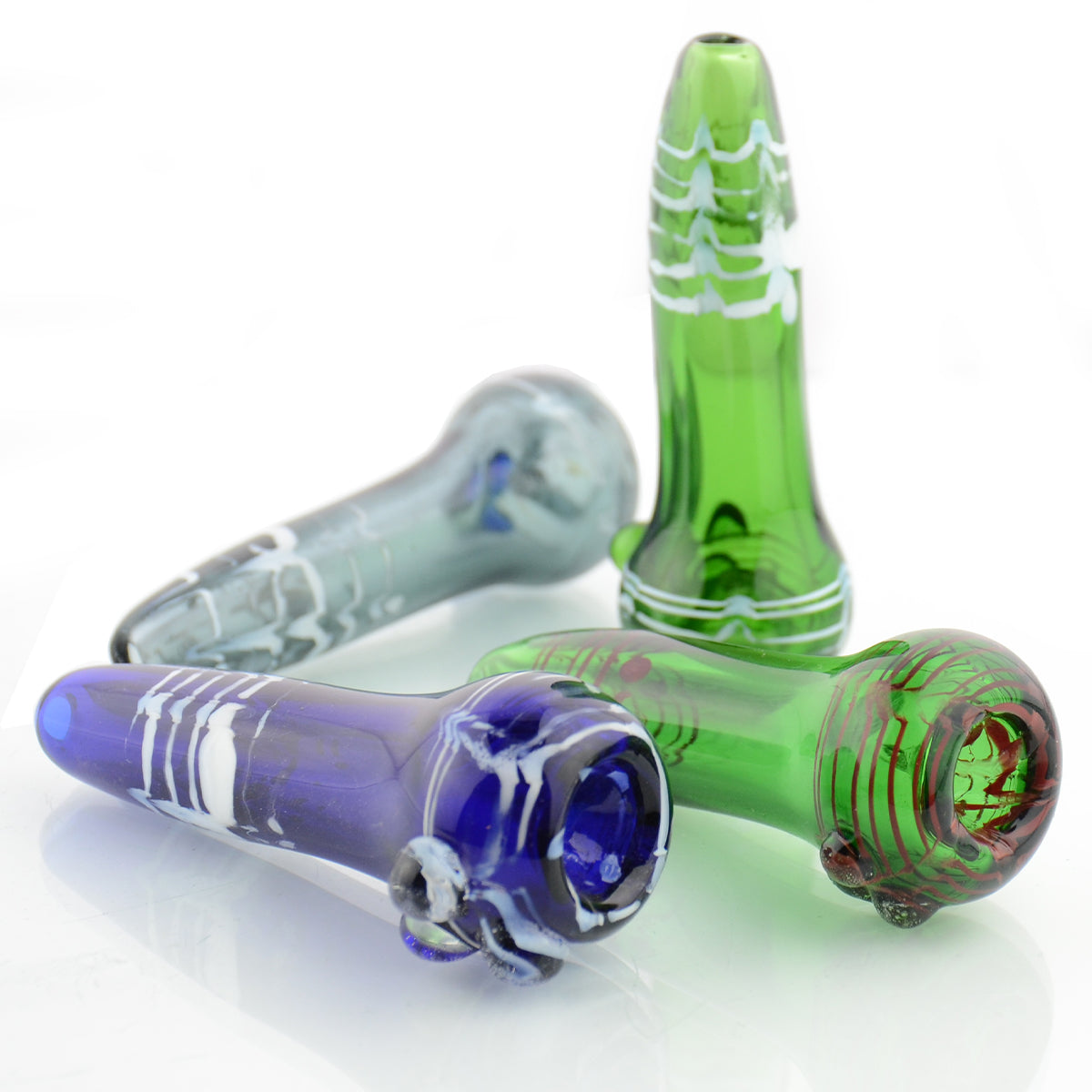 3'' Color Tube GLASS One Hitter Chillum with Knockers