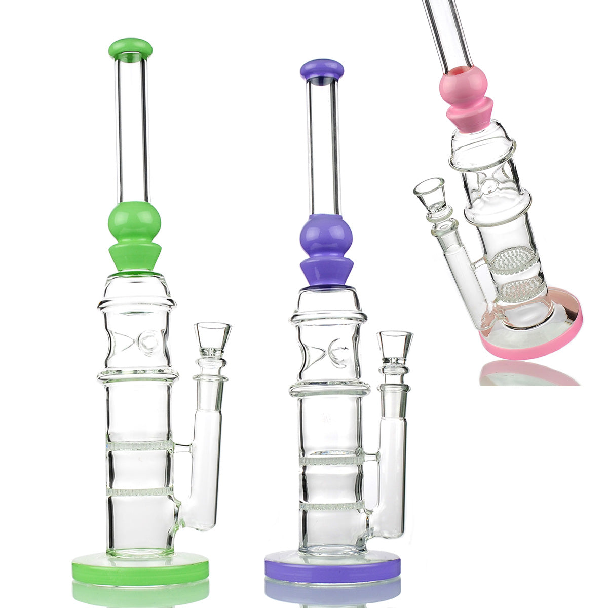 16'' Double Honeycomb Hand Painted Slime Color Bong with 18mm Male Bowl
