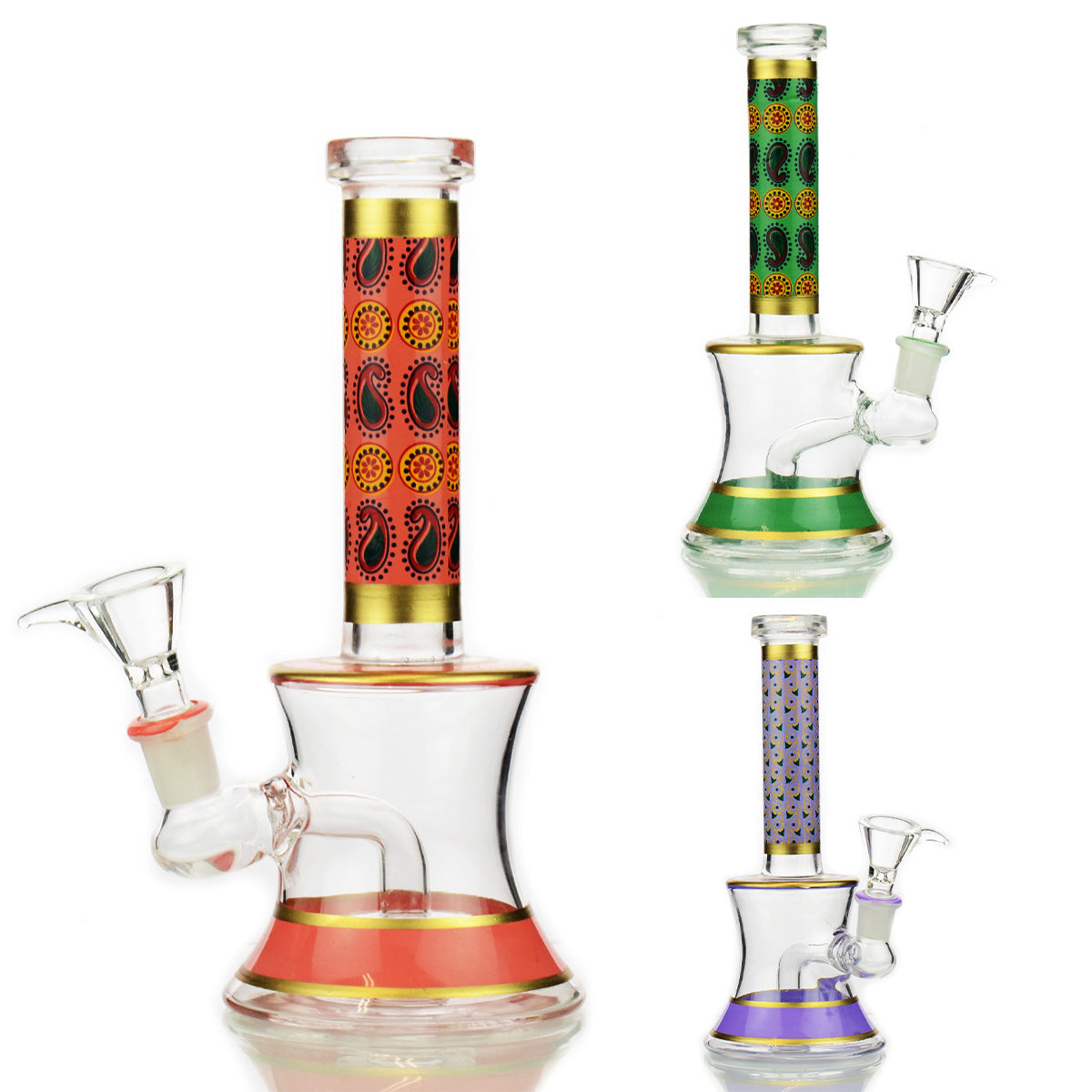 8'' Fancy Sticker WATER PIPE with 14mm Male Bowl