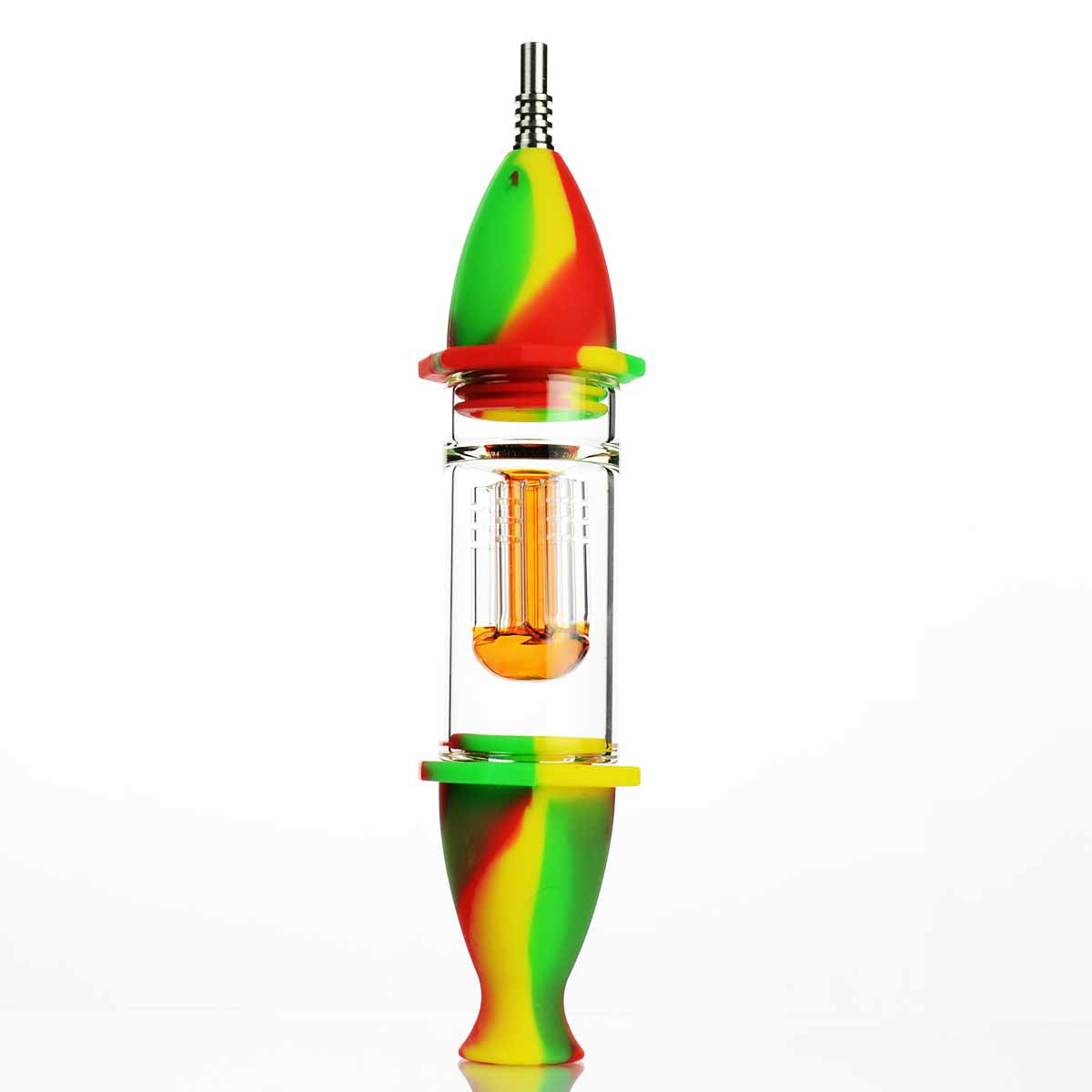 8'' Silicone Nectar Collector Colorful design with GLASS Tree Perc and Titanium Nail