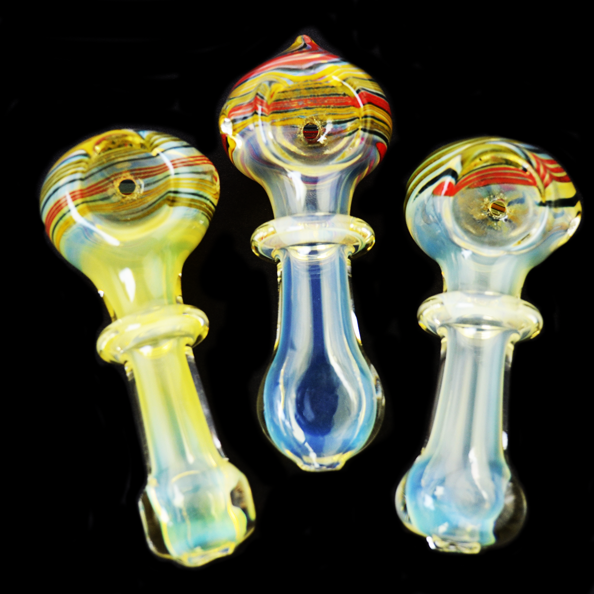 3.5'' Hand PIPE Fume Glass Color Lines Head Art