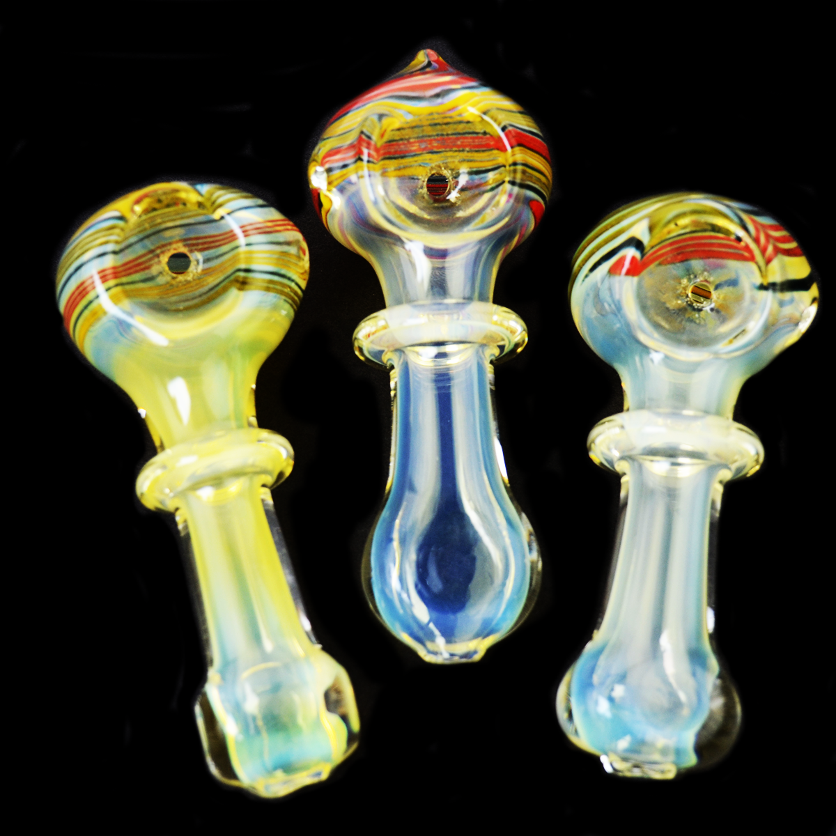 3.5'' Hand PIPE Fume GLASS Color Lines Head Art