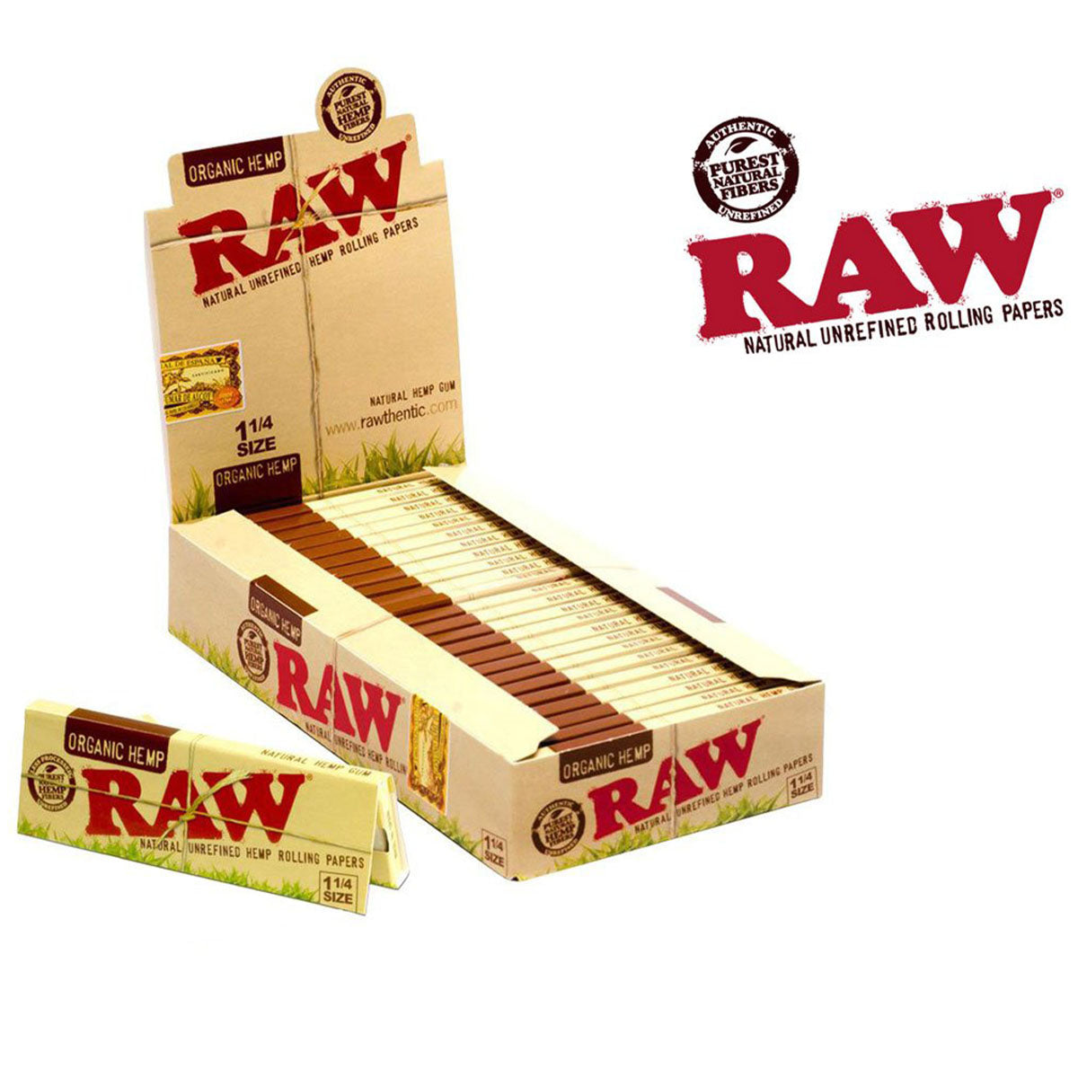 Raw Organic 1 1/4'' Size ROLLING PAPER 24 packs