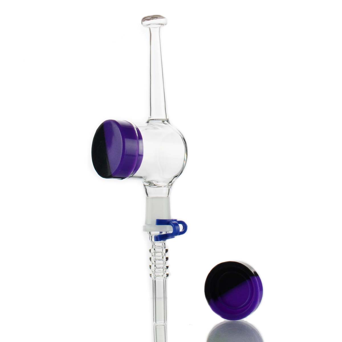 8'' Clear glass Nectar Collector Concentrate with 14mm Plastic Clip and 9mm Silicone JAR