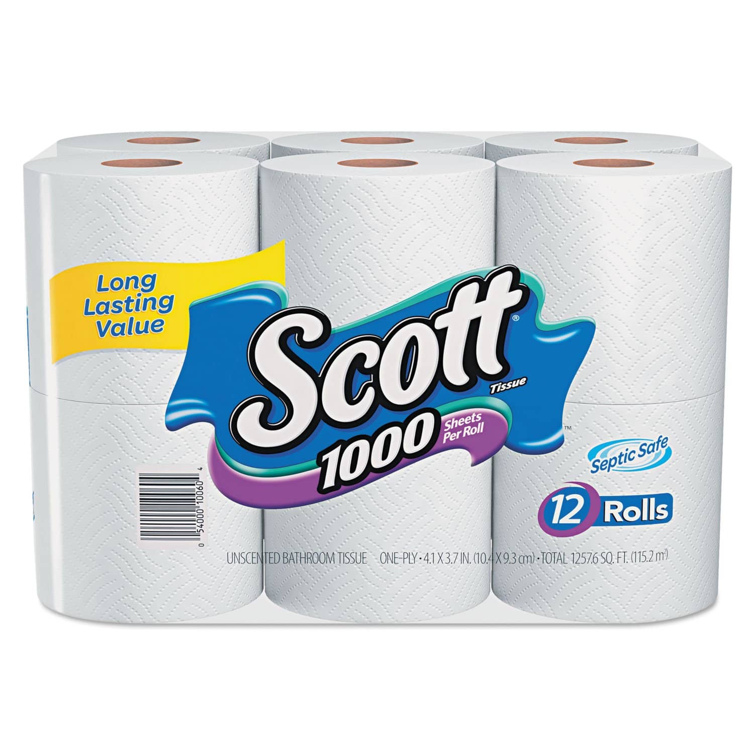 Scott Toilet Paper Septic Safe 1 Ply White 1000 Sheetsroll 12