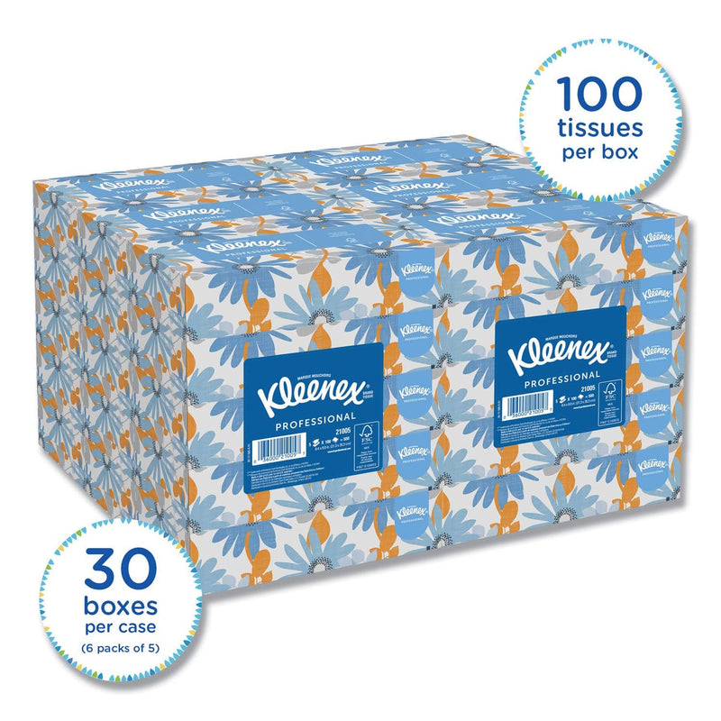 Kleenex White Facial Tissue, 2-Ply, 100 Sheets/Box, 5 Boxes/Pack, 6 ...
