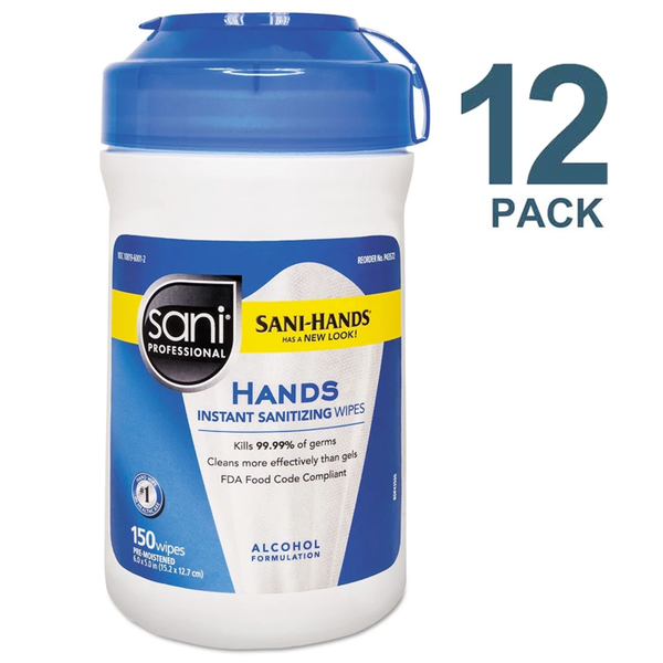 Sani Professional Hands Instant Sanitizing Wipes, 6 X 5