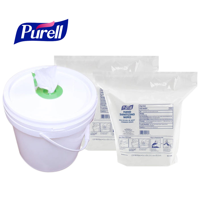 Purell Hand Sanitizing Wipes, w/ Dispenser Bucket