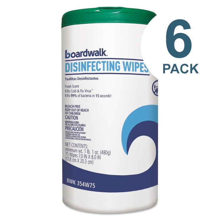 Boardwalk Disinfecting Wipes, 8x7 75/Canister, 6 Canisters/Carton