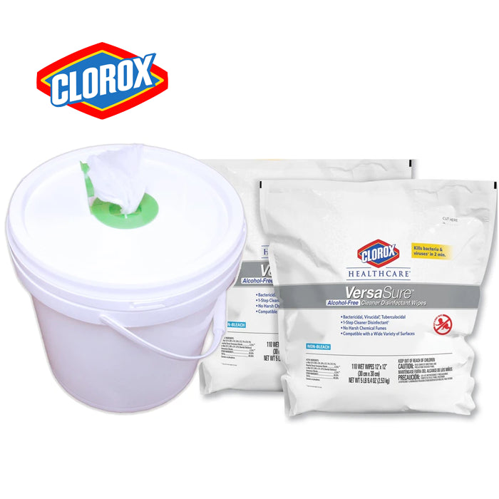 Clorox Healthcare VersaSure Disinfectant Wipes, w/ Heavy Duty Dispenser Bucket
