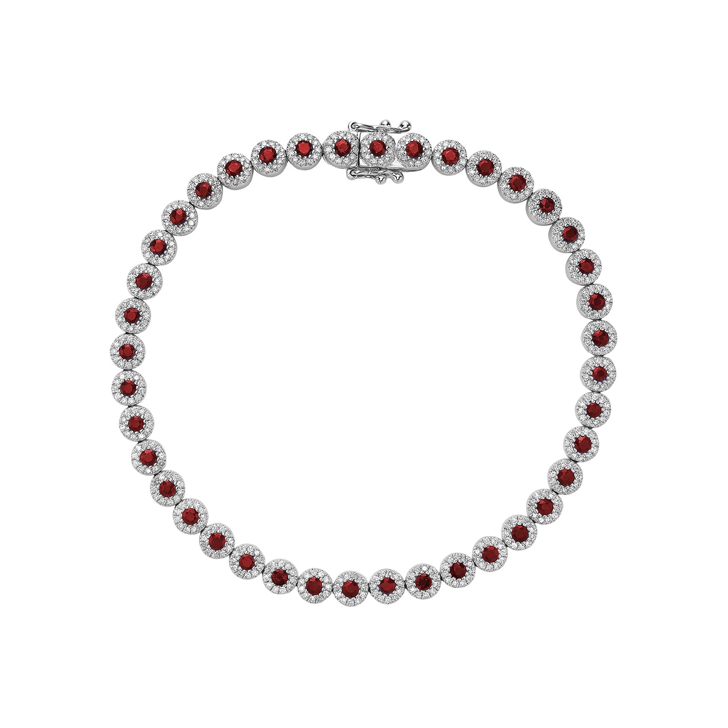 Hemsleys Collection 14KW Round Ruby & Diamond Round Halo Tennis