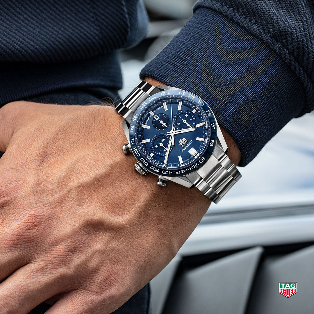 TAG Heuer Carrera Heuer 02 Automatic Chronograph (Blue Dial / 44mm) –  Hemsleys Jewellers