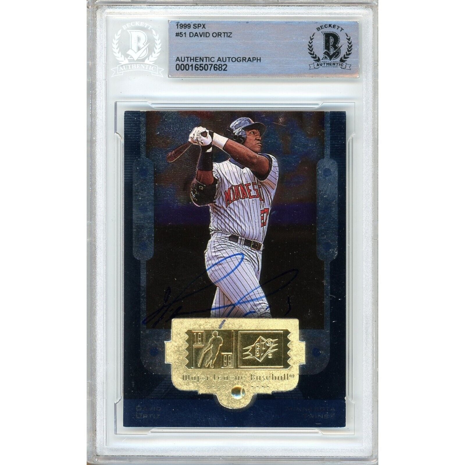 David Ortiz Minnesota Twins Signed 1999 SPx Baseball Card Beckett Auth Auto Slab RC
