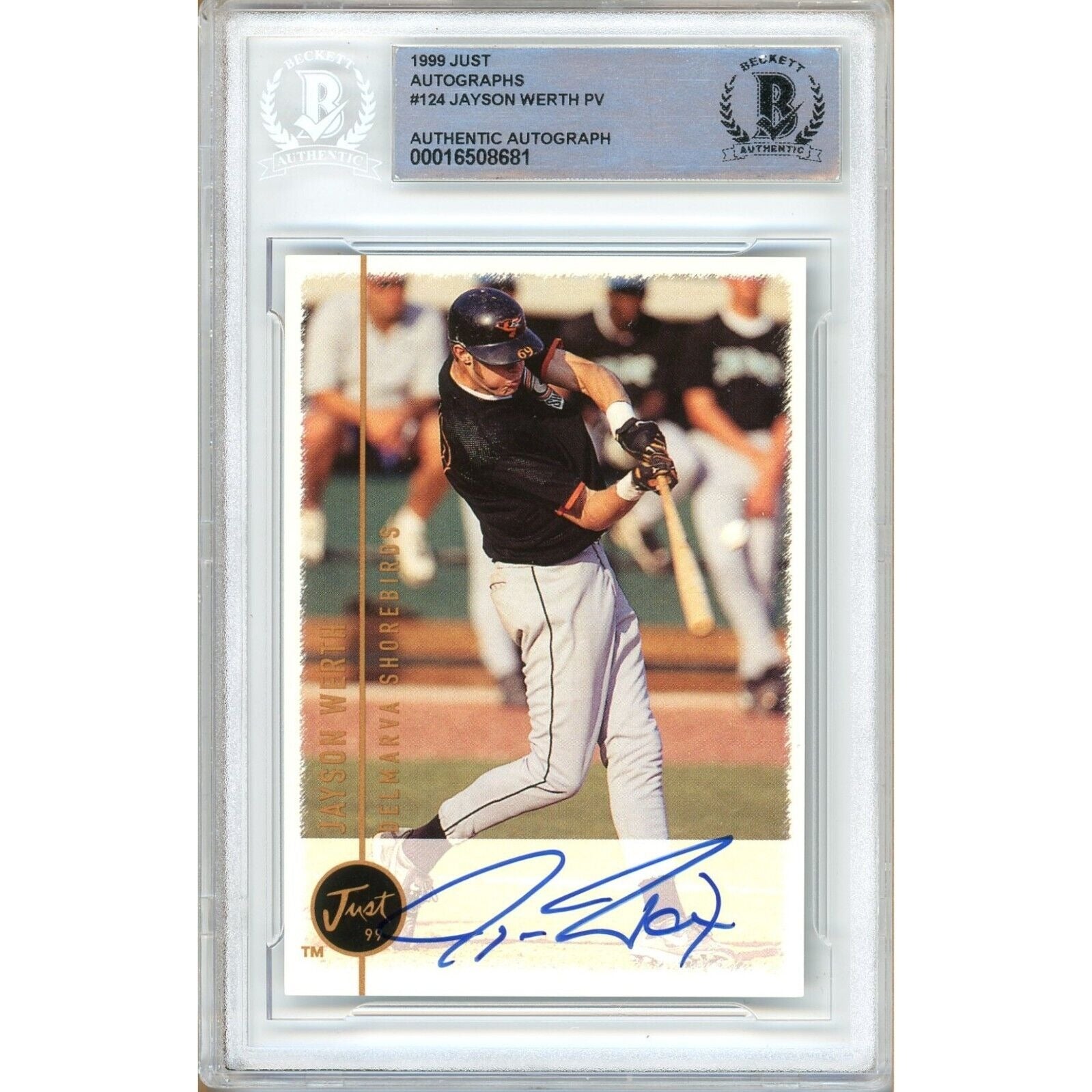 Jayson Werth Phillies Signed 1999 Just Autographs Rookie Card Beckett Authentic Auto Slab