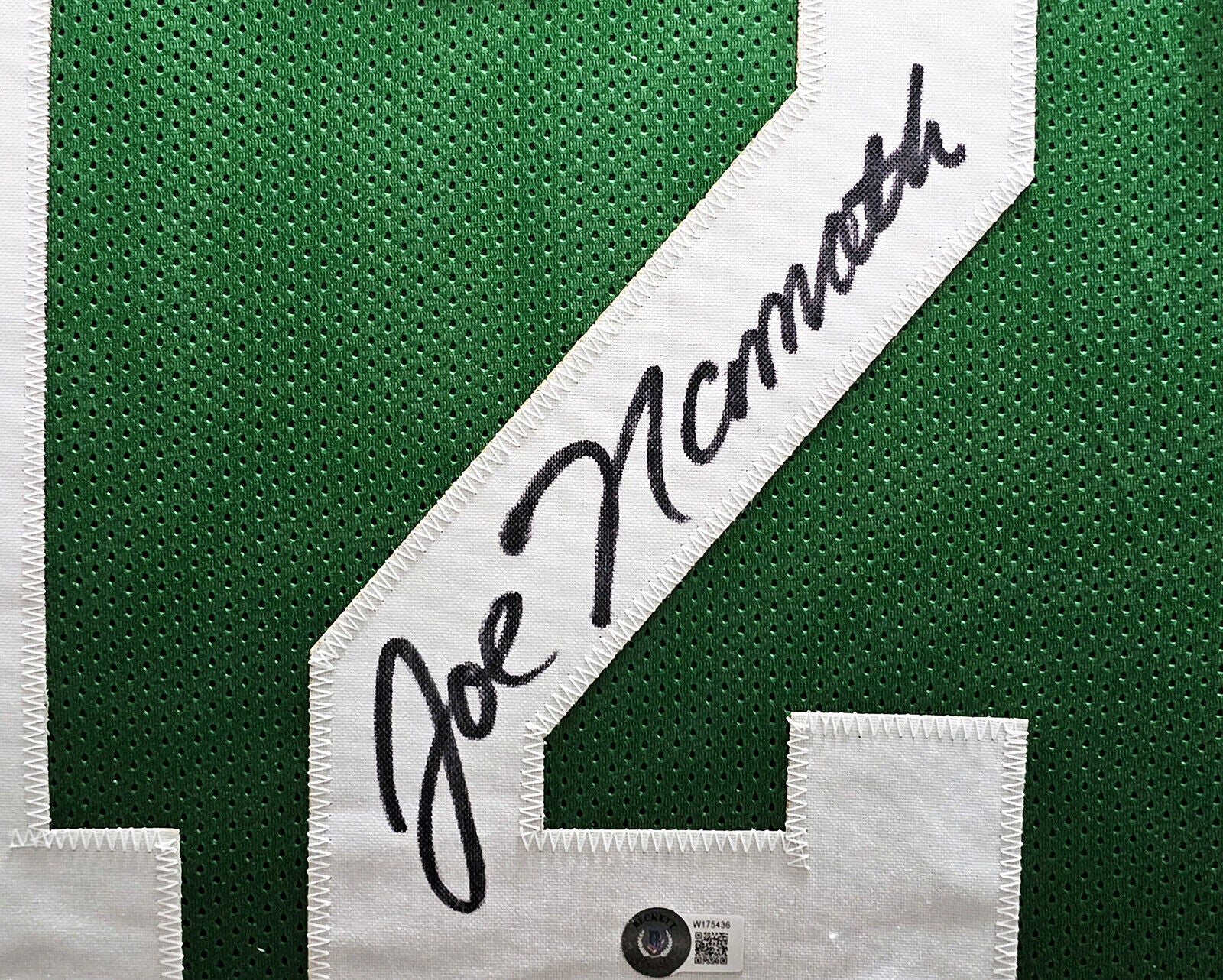 New York Jets Joe Namath Autographed Framed Green Jersey Beckett