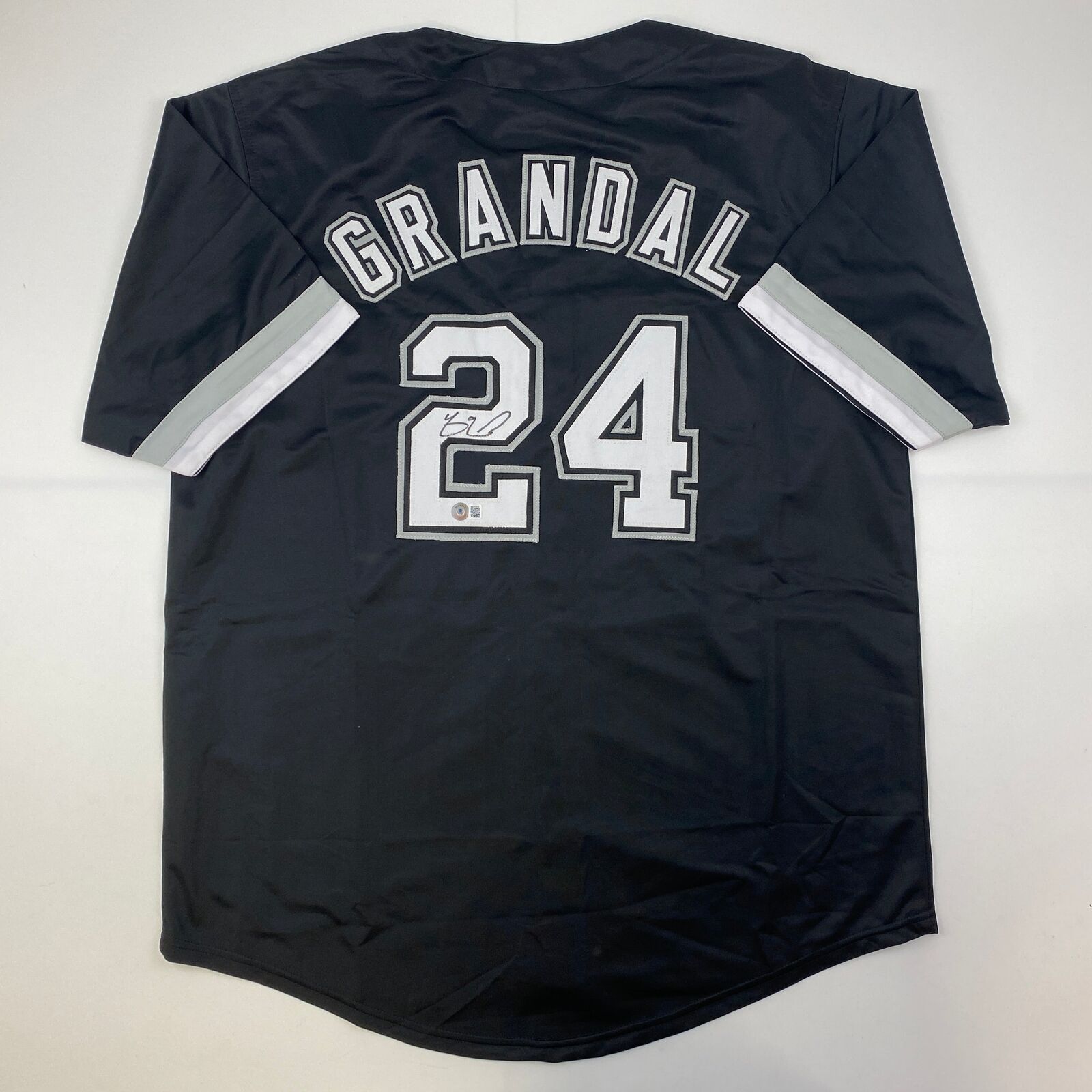 Framed Autographed/Signed Yasmani Grandal 33x42 Chicago Black Jersey BAS COA