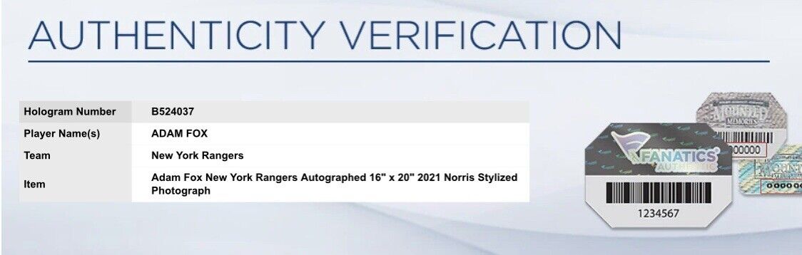 Adam Fox New York Rangers Autographed 16'' x 20'' 2021 Norris