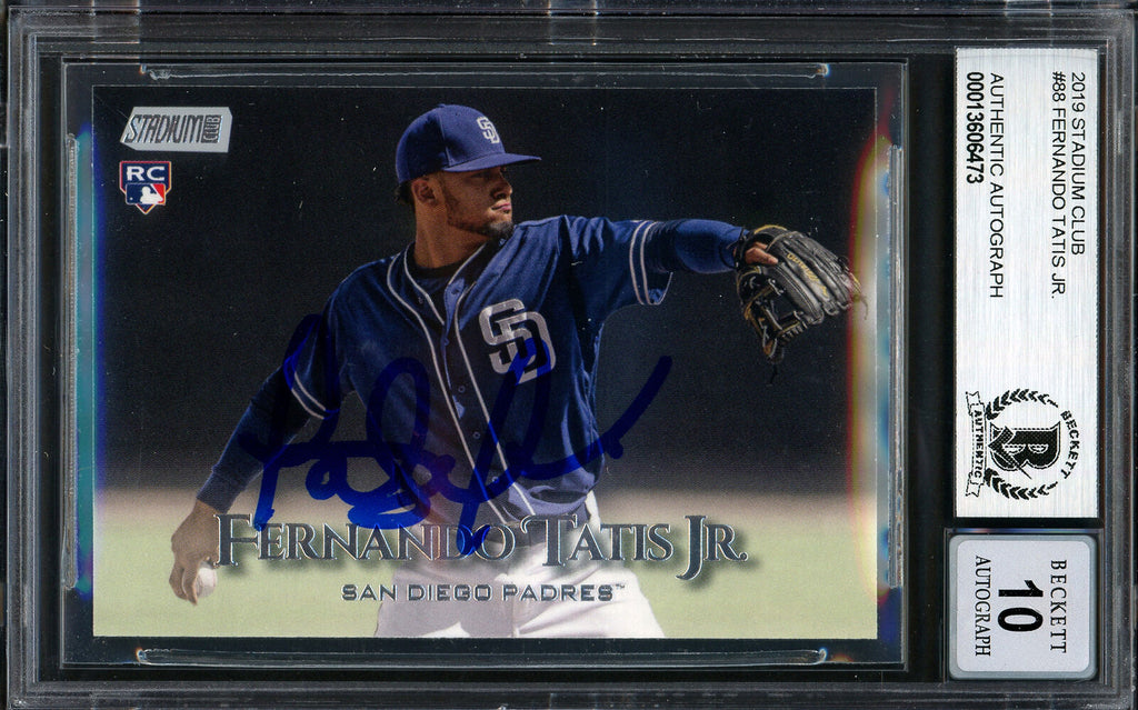 Fernando Tatis Jr. 2019 Stadium Club RC Padres Gem 10 Auto Beckett 13606473