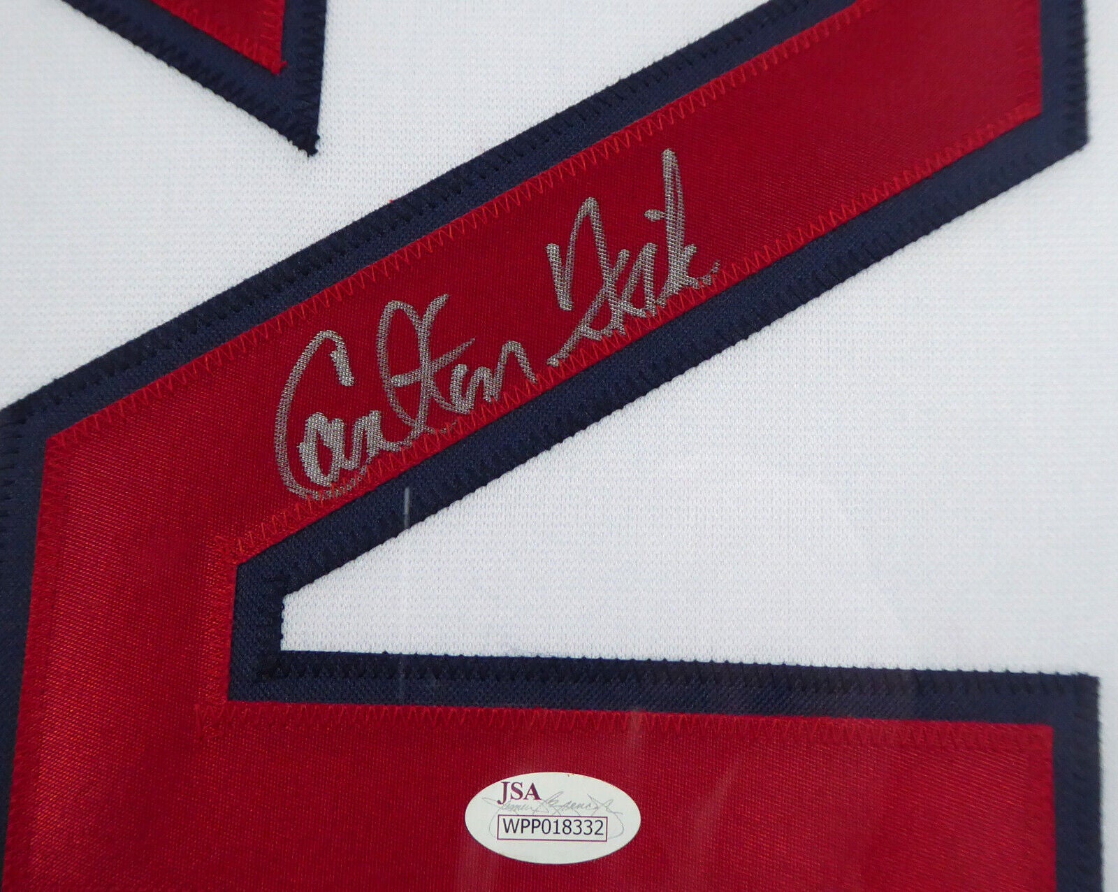 Carlton Fisk Autographed and Framed Boston Red Sox Jersey