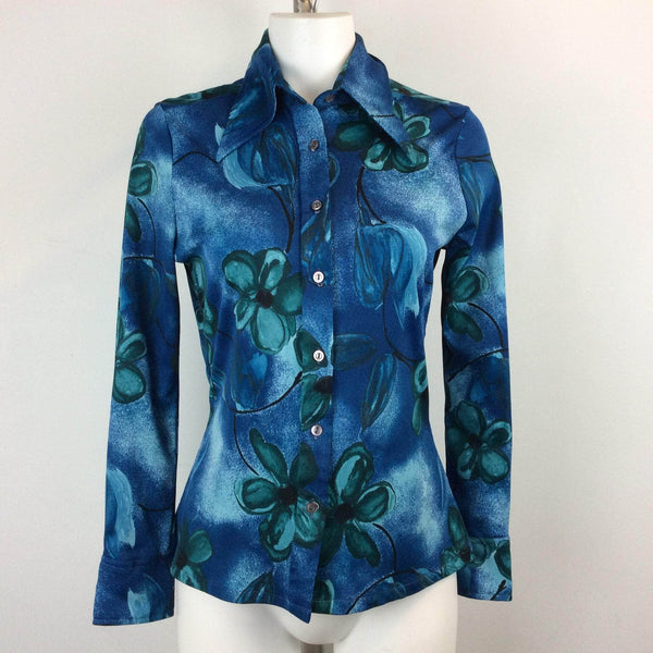 Vintage Buglefrei 100% Cotton Floral 3/4 Sleeve Jacket Blouse