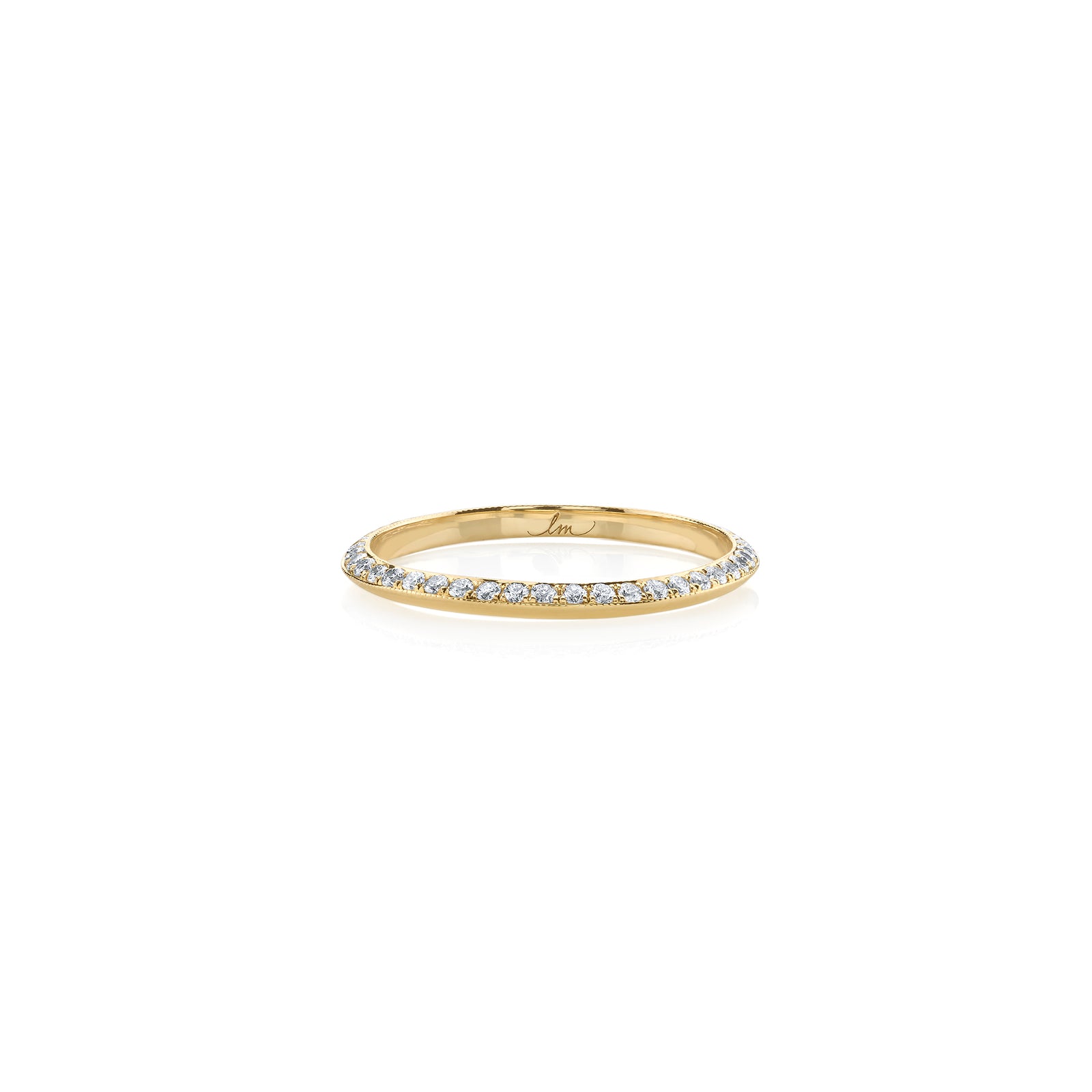 One Sided Petite Pavé Knife Edge Band Yellow Gold Ring, 7 | Lizzie Mandler