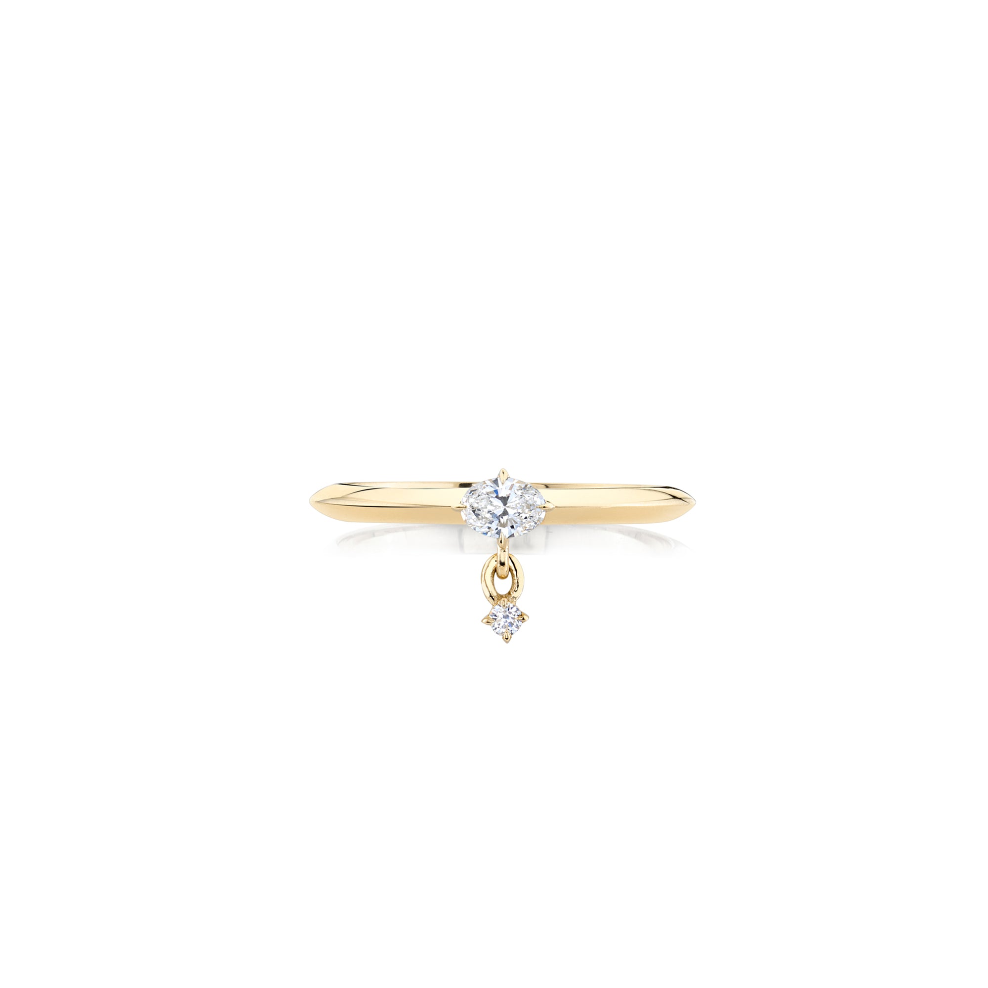 One Sided Petite Pavé Knife Edge Band Yellow Gold Ring, 7 | Lizzie Mandler