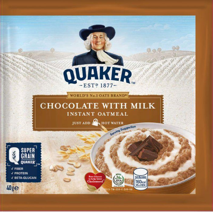 Buy Quaker Instant Oatmeal Chocolate With Milk 40g Online | Robinsons ...