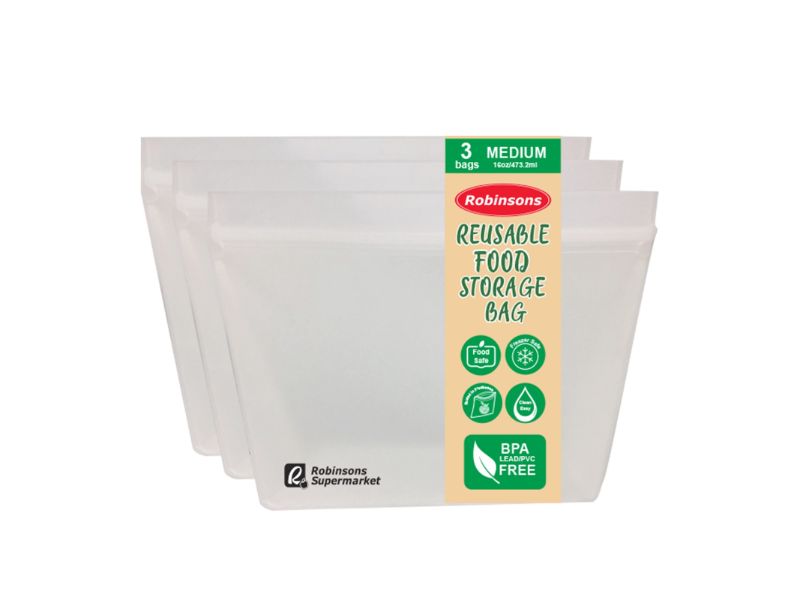 Buy Robinsons Reusable Food Storage Bag Medium 3s Online | Robinsons ...