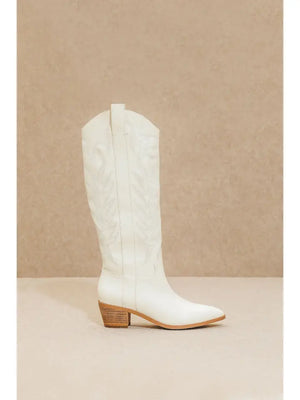 "Inlay White" Western Embroidered Boots - Blue Line Boutique 