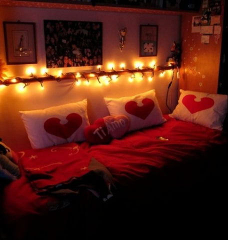 valentine's bedroom with soft lighting