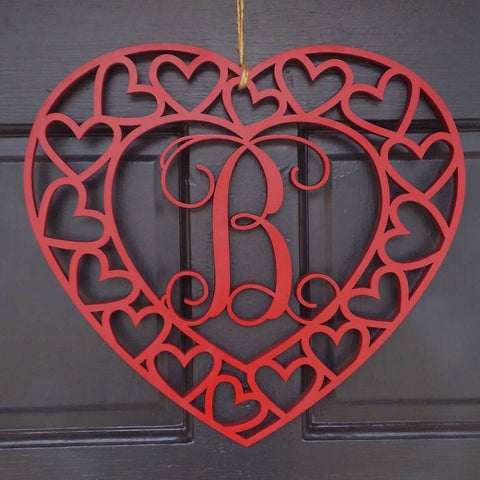 valentine's day initial wooden wreath