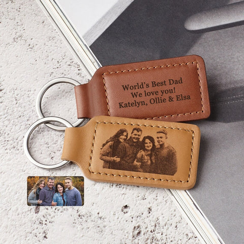 Personalized keychain with Photo print leather gift ideas for him
