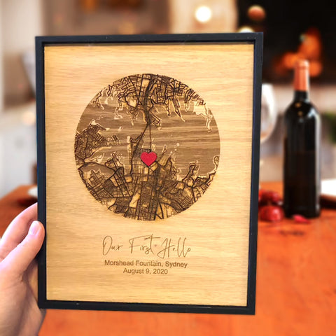 Custom Wooden Memory Map romantic birthday gifts for husband