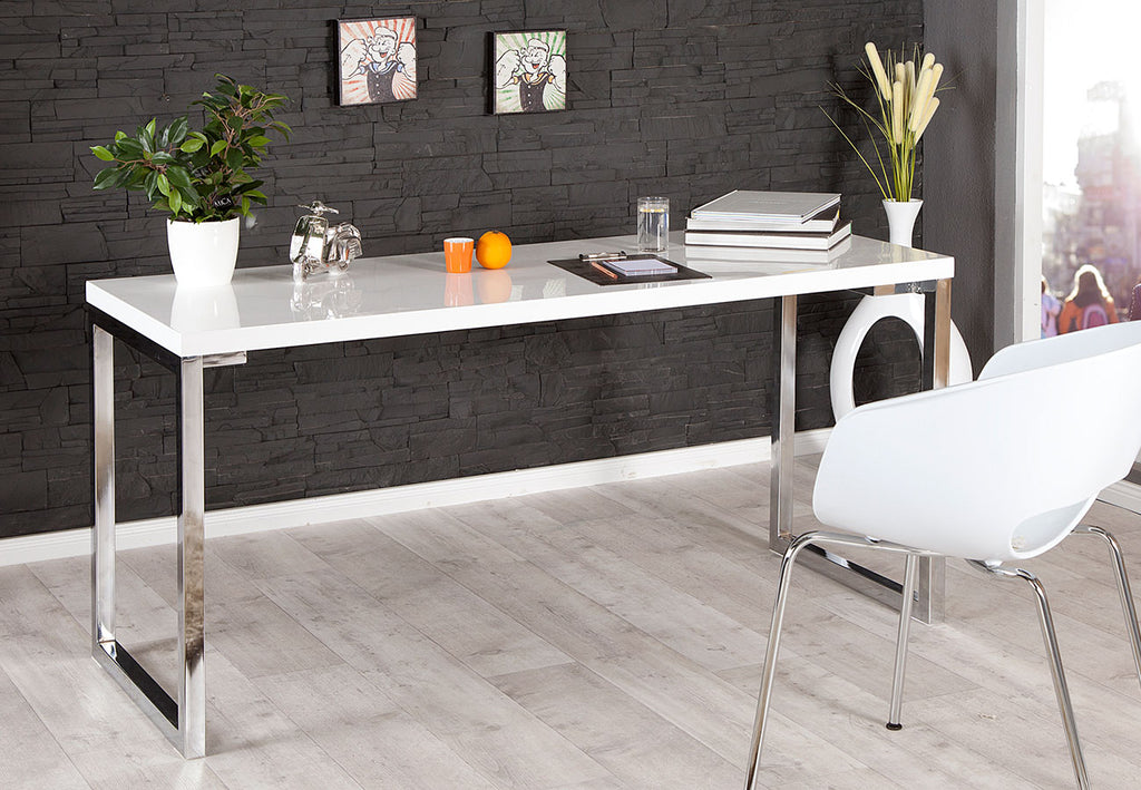 Työpöytä Argos Korkeakiilto Valkoinen 160cm - Tietokonepöytä – 