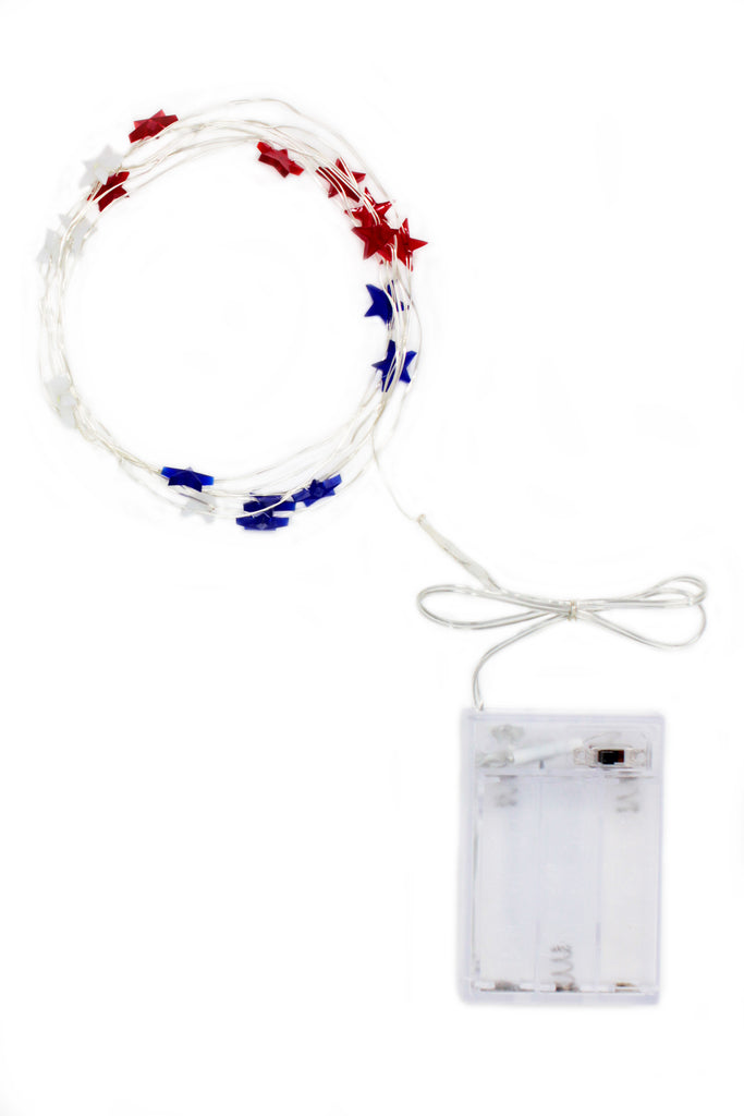 red white blue battery string lights