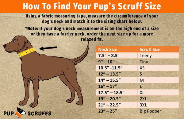 Pup Scruff Size Chart