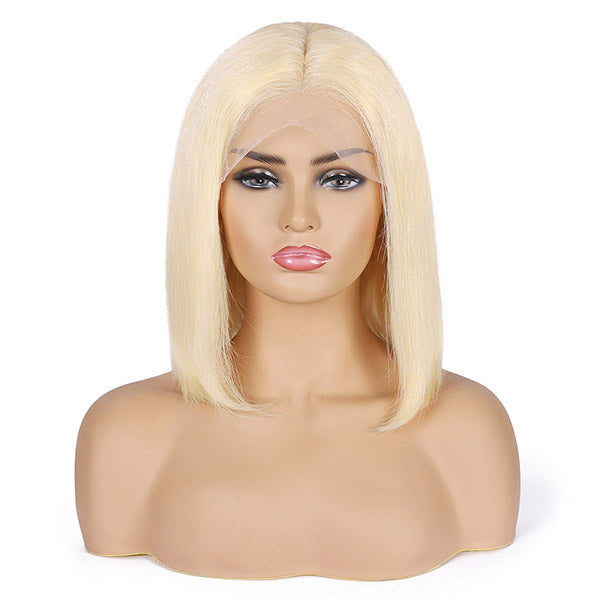 Hairsmarket Short Bob Lace Wig 613 Blonde Straight Human Hair Wigs 