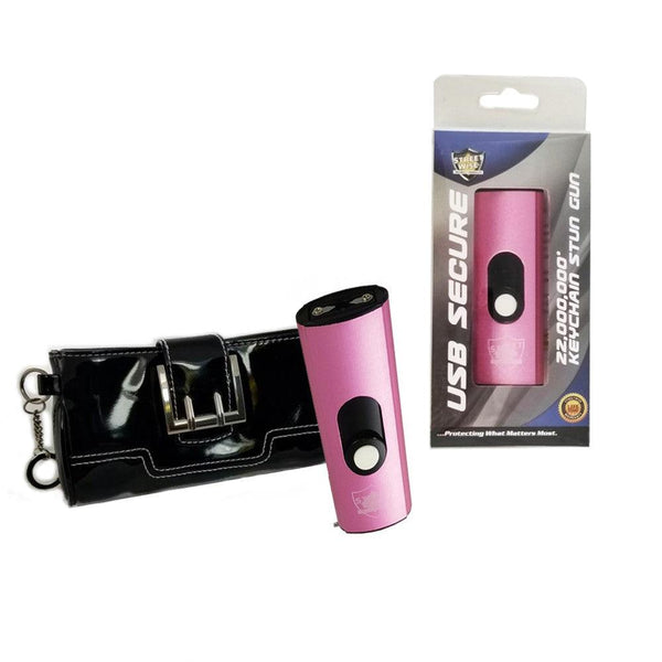 Usb Pink Secure Stun Gun With Black Key Chain Purse Wallet For Women Self Defense Products Inc 4