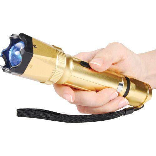 Gold Z-Force Stun Gun Zoomable Flashlight
