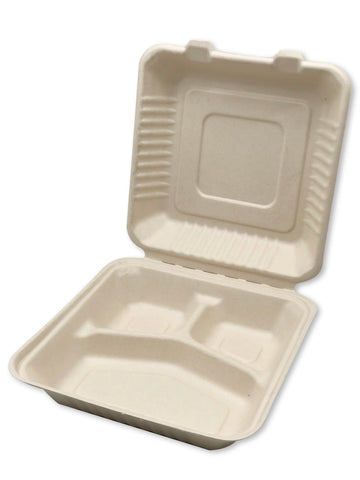 HeloGreen Eco-Friendly Sustainable Food Container 8x 8, 3-Comp.