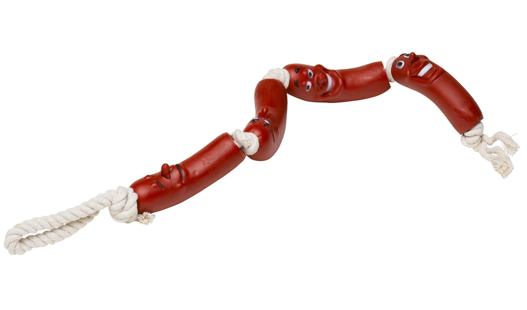 sausages on a rope dog toy