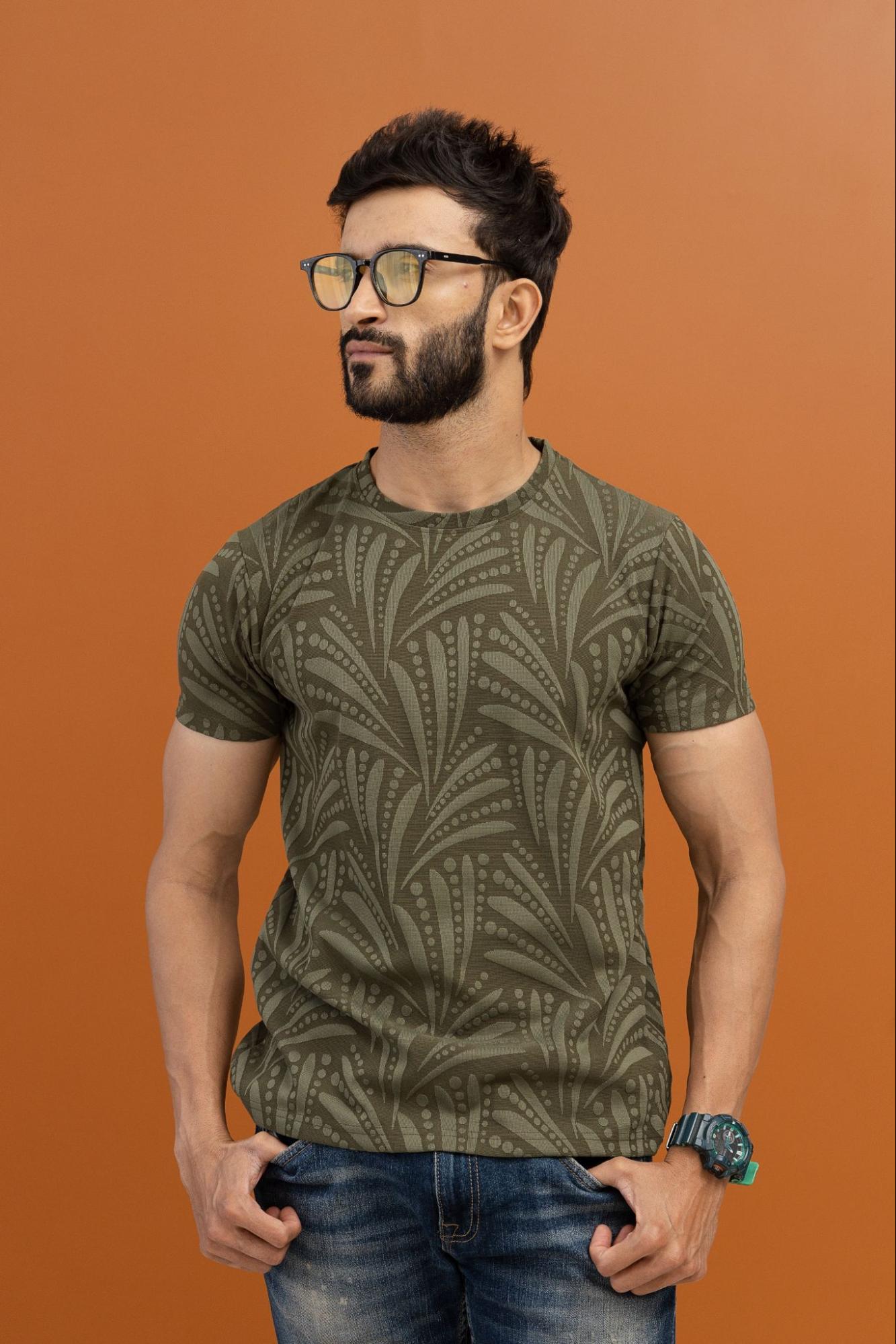 Olive Overall Printed T-shirt