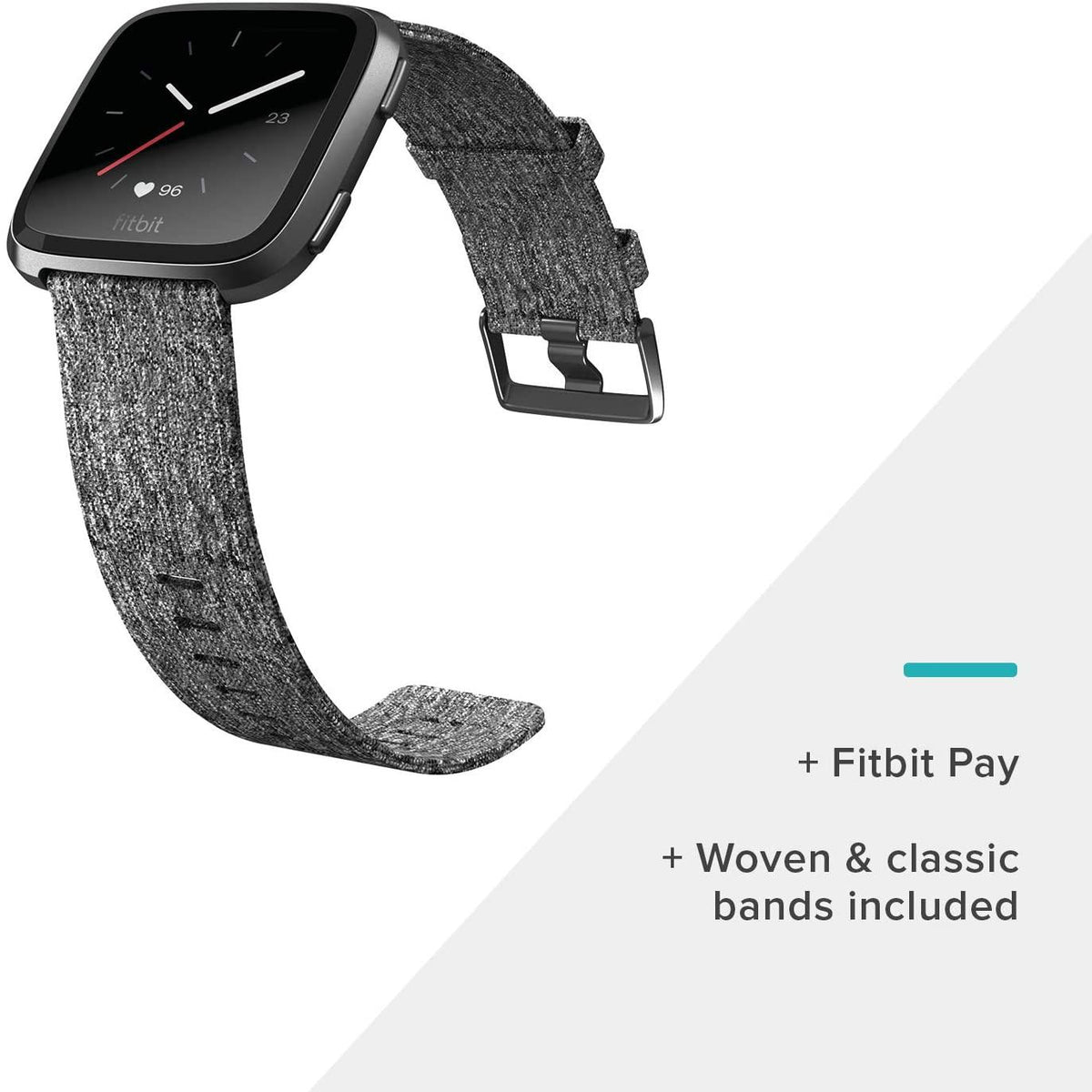 Fitbit Versa Special Edition Smart Watch, Charcoal Woven
