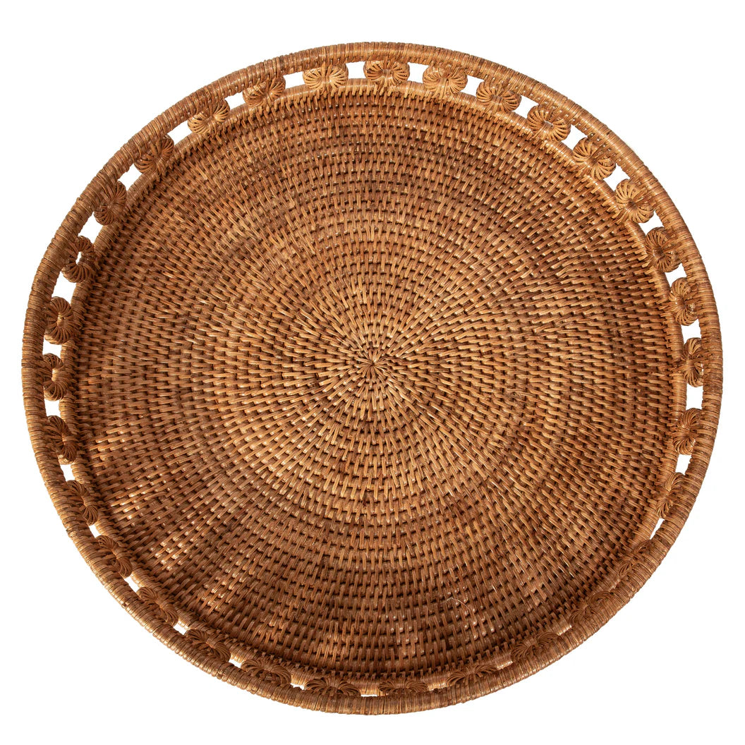 Round Rattan Tray