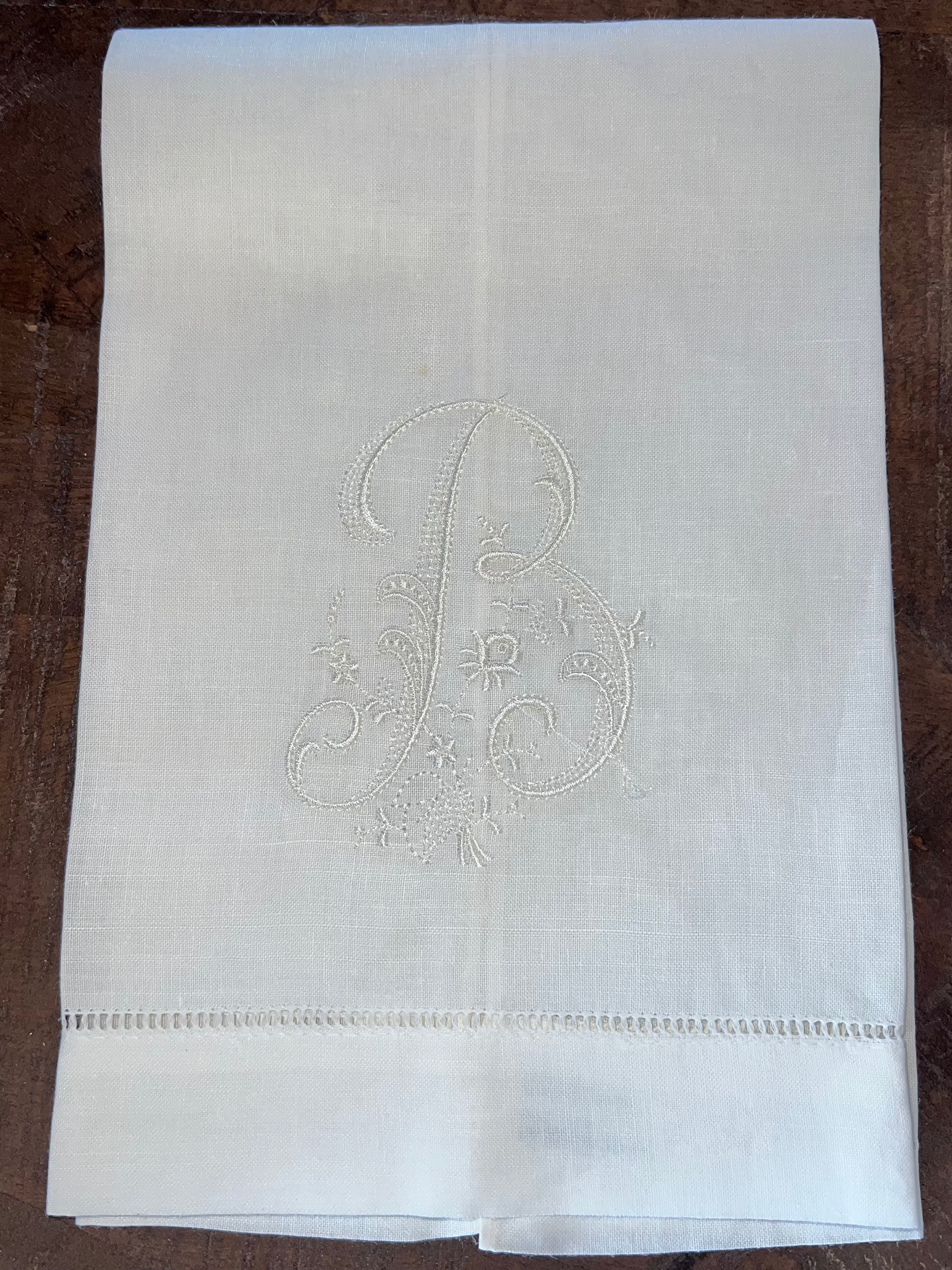 White Monogram Guest Towel