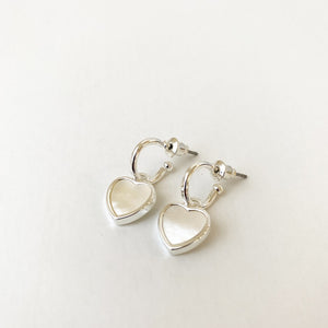 Small Silver Heart Shell Earrings #030