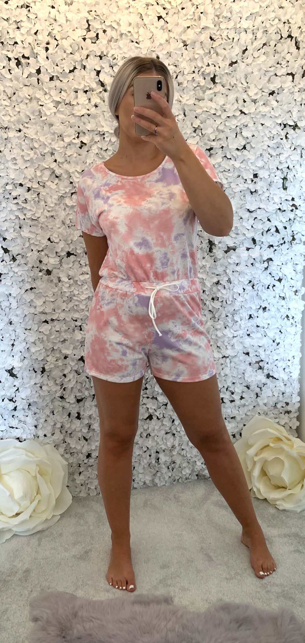 pink tie dye playsuit