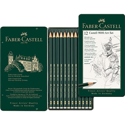 Faber-Castell Castell 9000 Pencil Set - Pack of 12 - SCOOBOO - 119065 - Sketch pencils