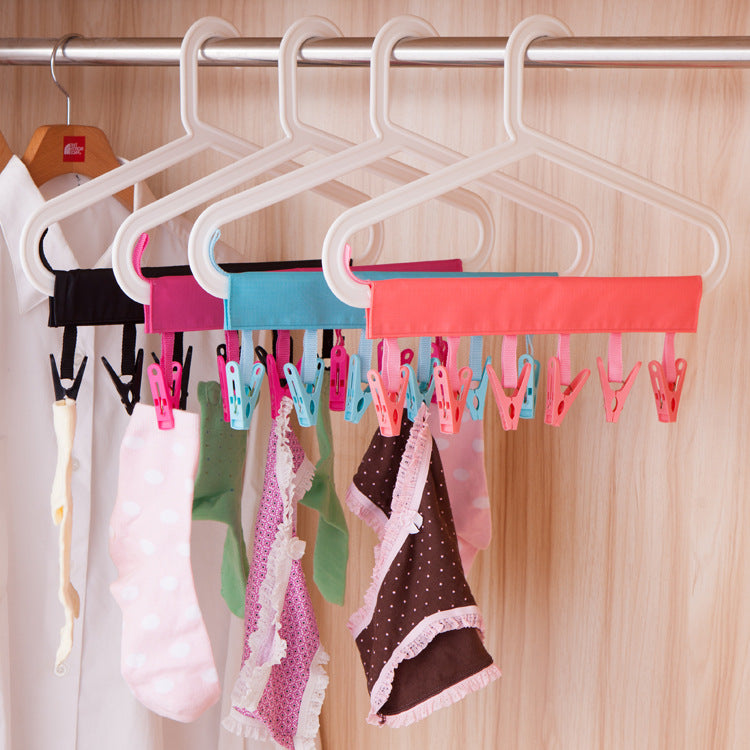 Travel Fabric Hangers Bathroom Foldable Multifunctional Non-slip Drying  Underwear Clip Hat Storage Hangers