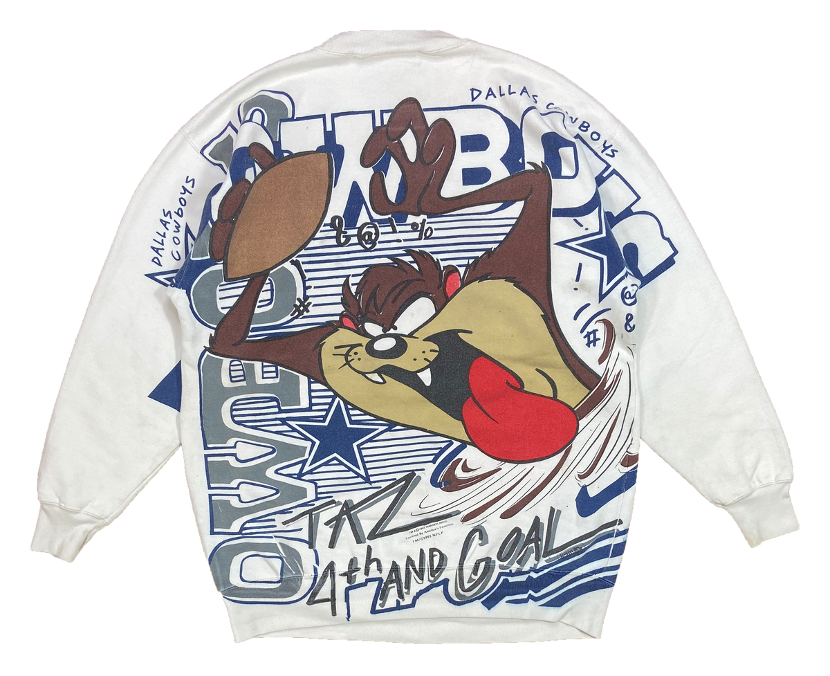 1993' Taz Looney Tunes x Cowboys All Over Print Vintage Sweat-Shirt ...